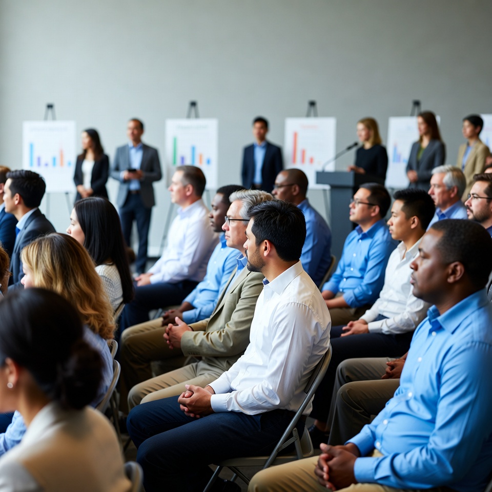 Diverse audience at business conference Diverse audience at business conference