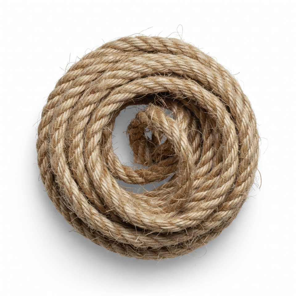 Coiled Brown Rope on White Coiled Brown Rope on White