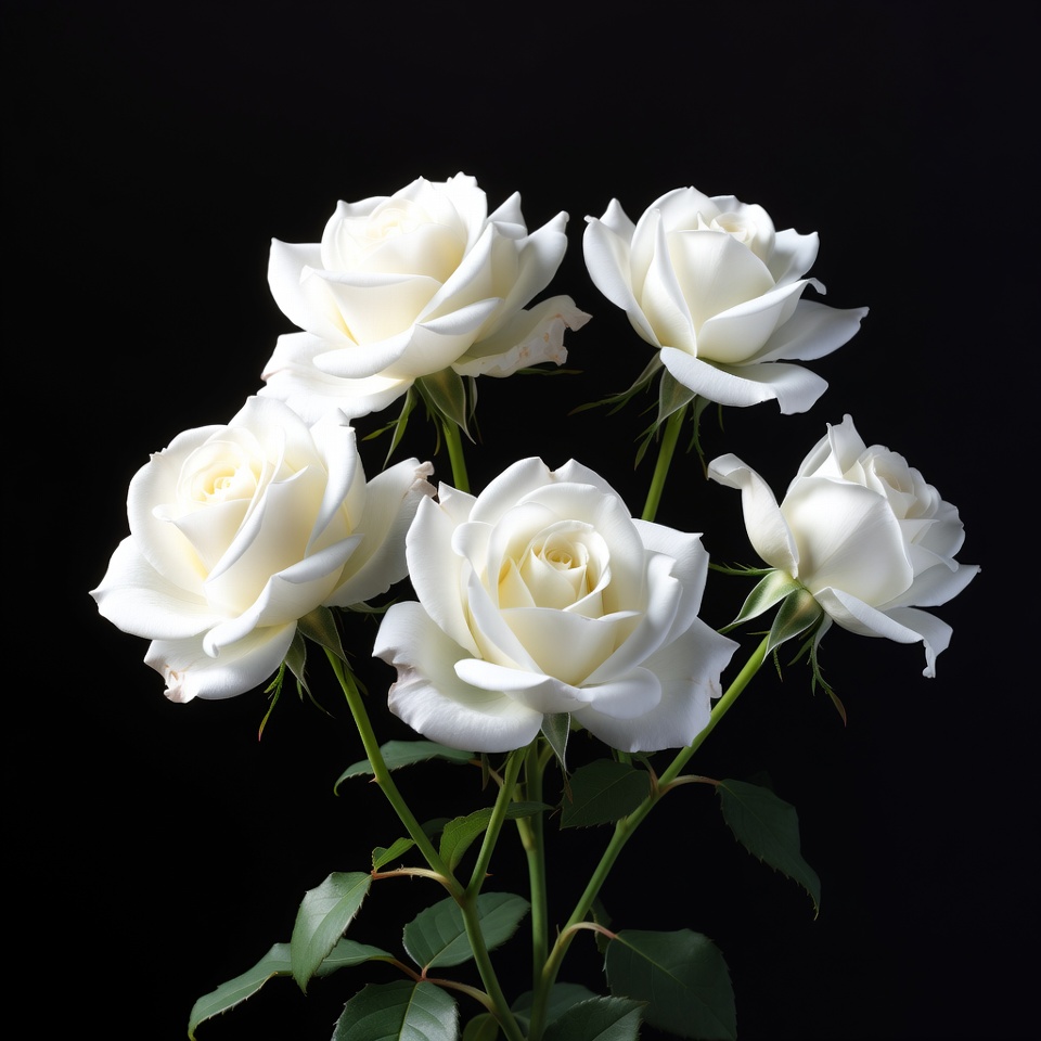 White Roses Bouquet on Black Background White Roses Bouquet on Black Background