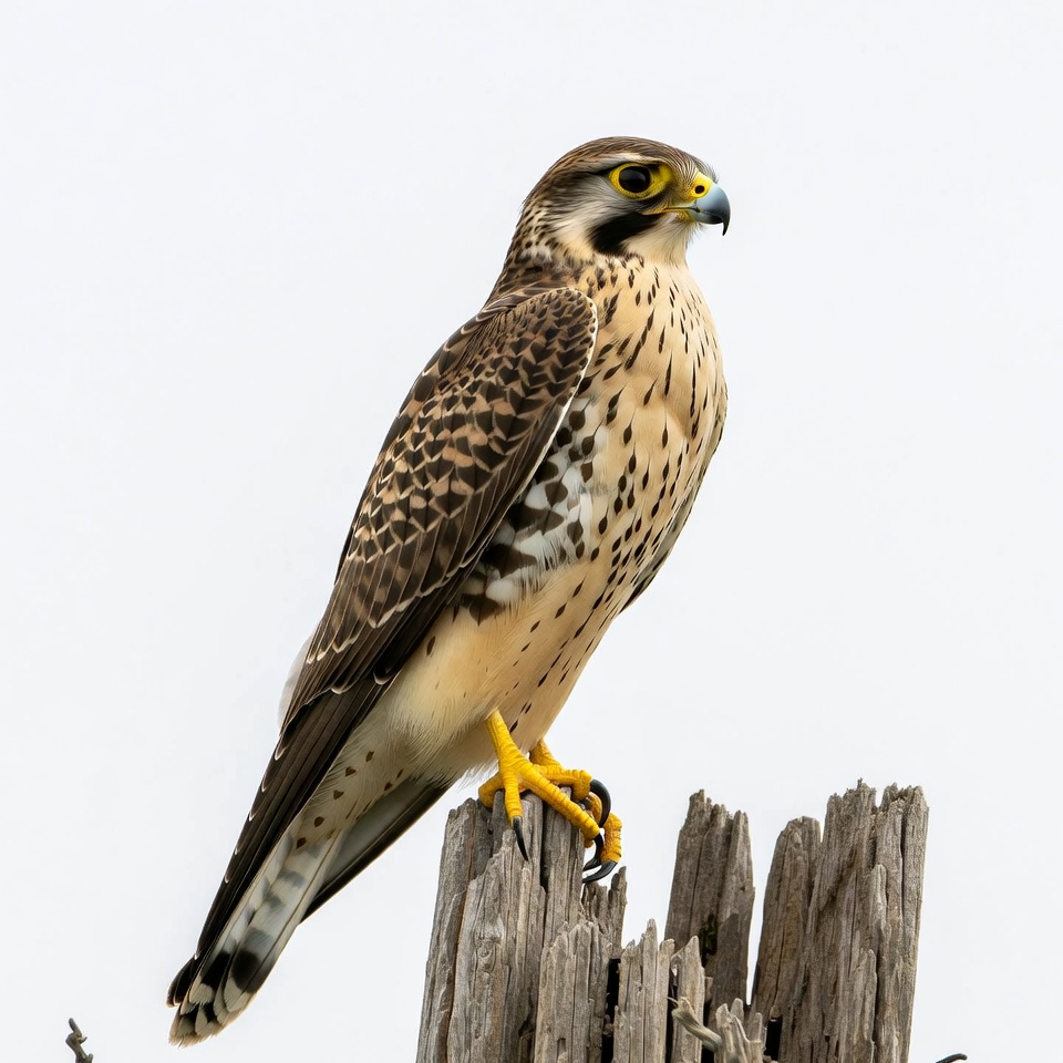 Peregrine Falcon Perched on Wooden Post Peregrine Falcon Perched on Wooden Post