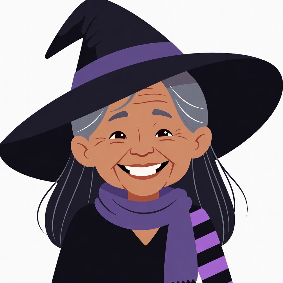 Smiling elderly witch cartoon Smiling elderly witch cartoon