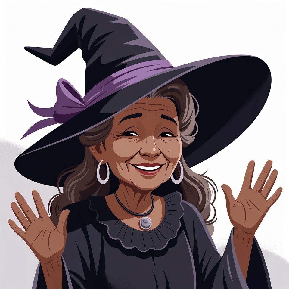 Smiling African-American witch illustration Smiling African-American witch illustration
