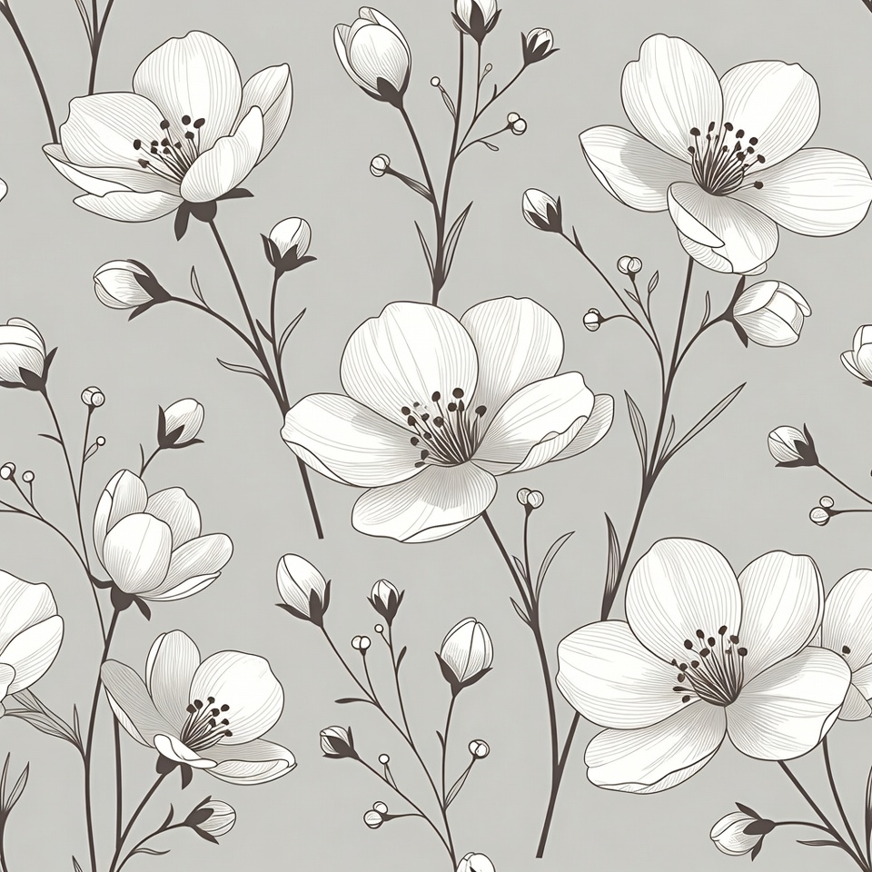 White Floral Seamless Pattern White Floral Seamless Pattern