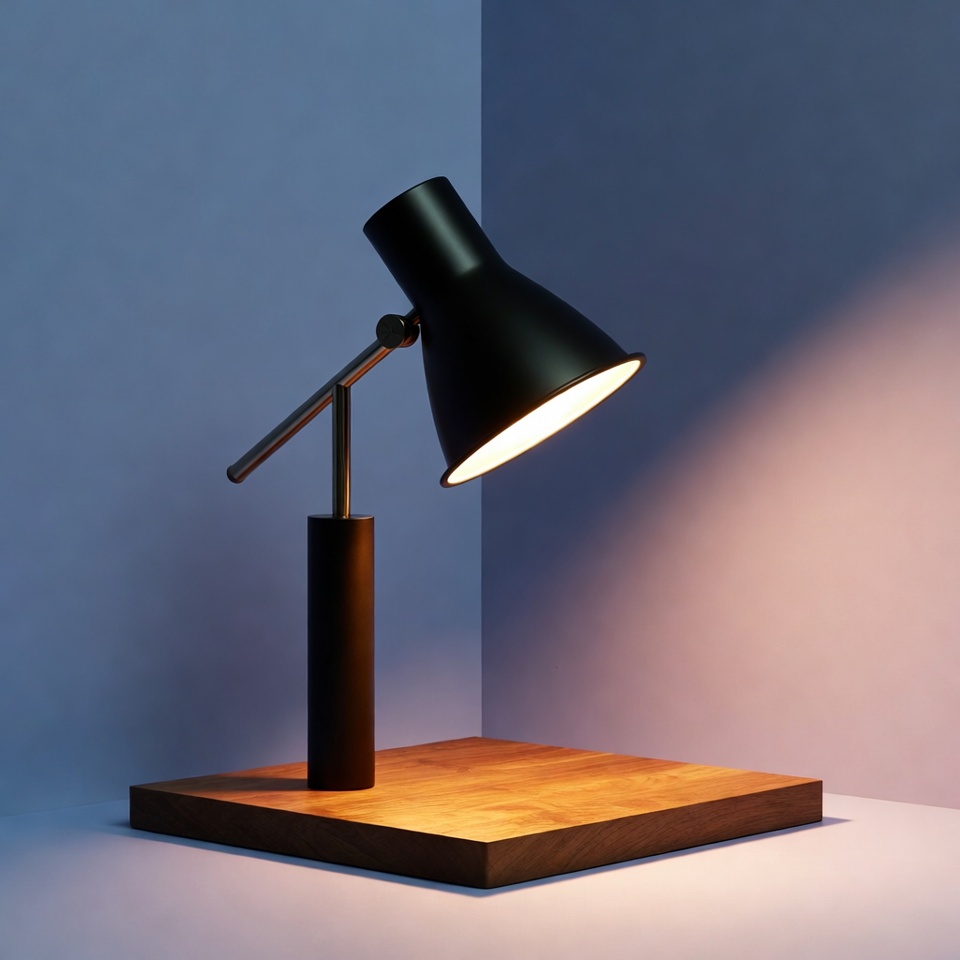 Black Anglepoise Desk Lamp on Wood Base Black Anglepoise Desk Lamp on Wood Base