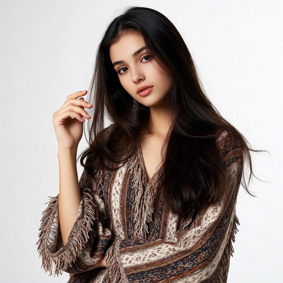 Young woman with long black hair Young woman with long black hair