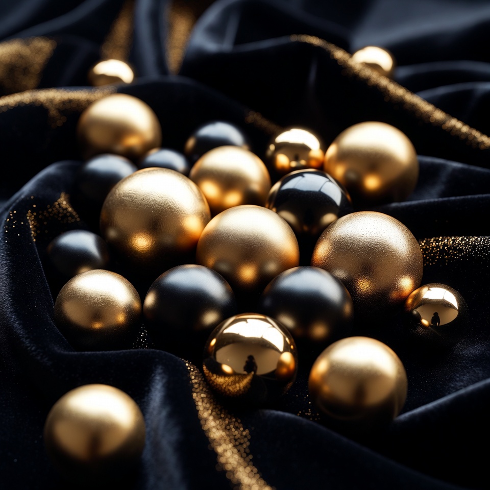 Gold and Black Orbs on Velvet Fabric Gold and Black Orbs on Velvet Fabric