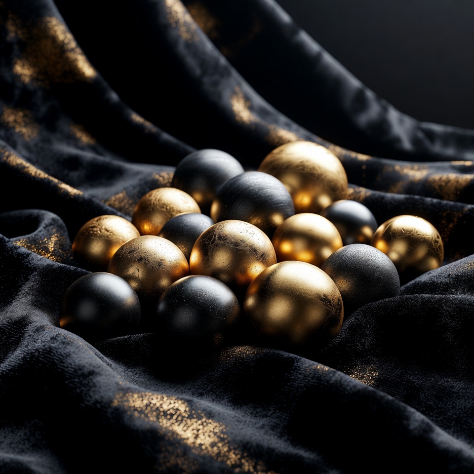 Gold and Black Orbs on Fabric Gold and Black Orbs on Fabric