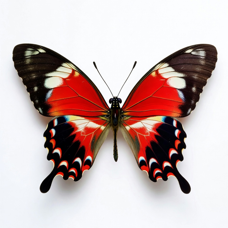 Red Morpho Butterfly on White Background Red Morpho Butterfly on White Background