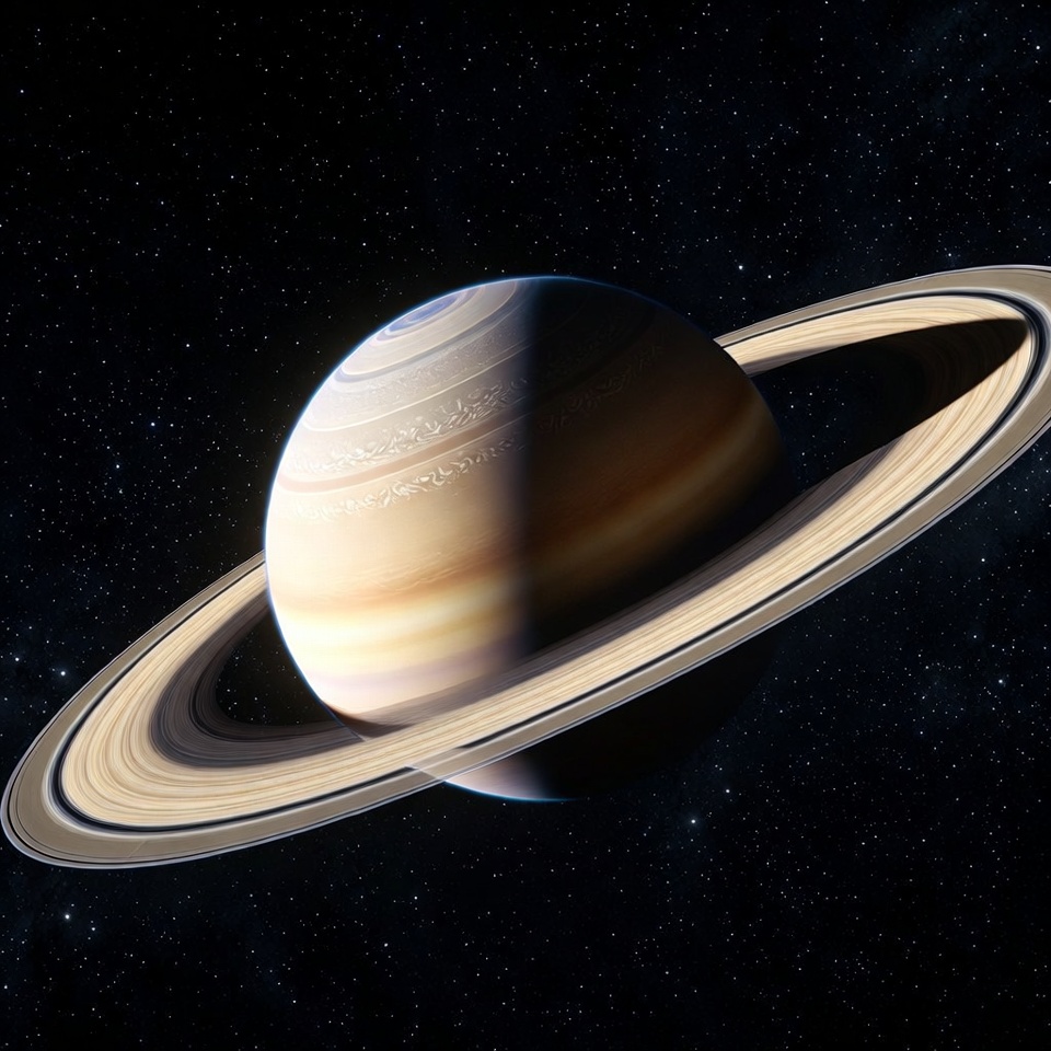 Saturn with rings in space Saturn with rings in space