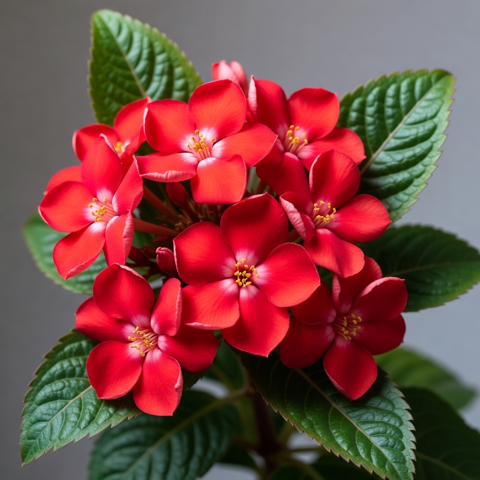 Red Ixora Flowers Cluster Red Ixora Flowers Cluster