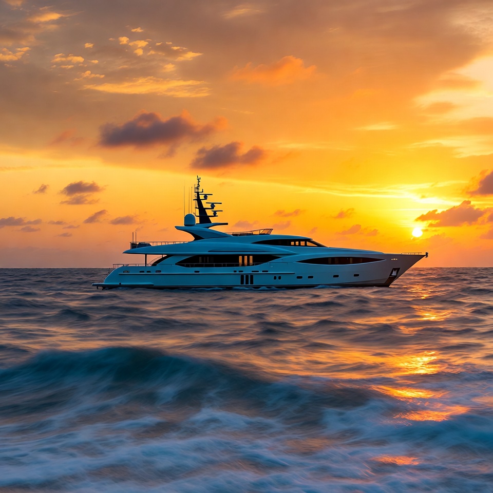 Luxury Yacht at Sunset Luxury Yacht at Sunset