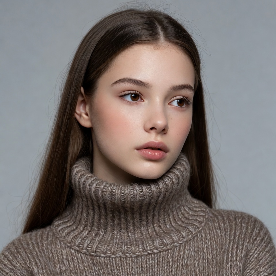 Young woman in turtleneck sweater Young woman in turtleneck sweater