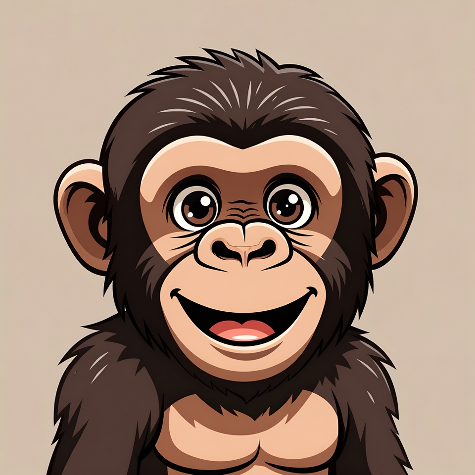 Cartoon baby chimpanzee smiling Cartoon baby chimpanzee smiling