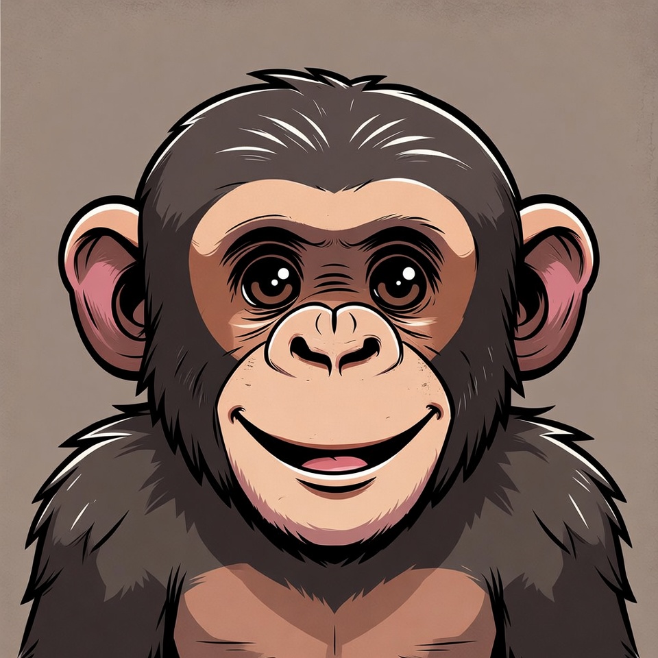 Cartoon baby chimpanzee smiling Cartoon baby chimpanzee smiling