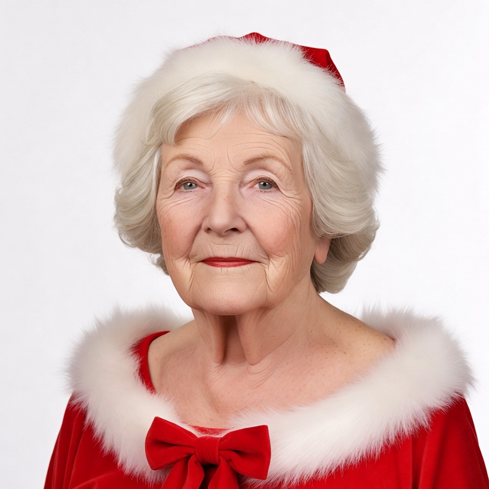 Elderly woman in Santa hat Elderly woman in Santa hat