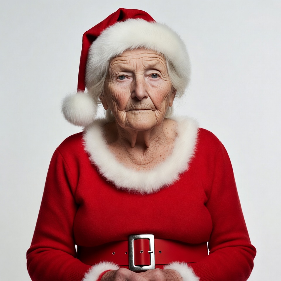 Elderly woman wearing Santa hat Elderly woman wearing Santa hat