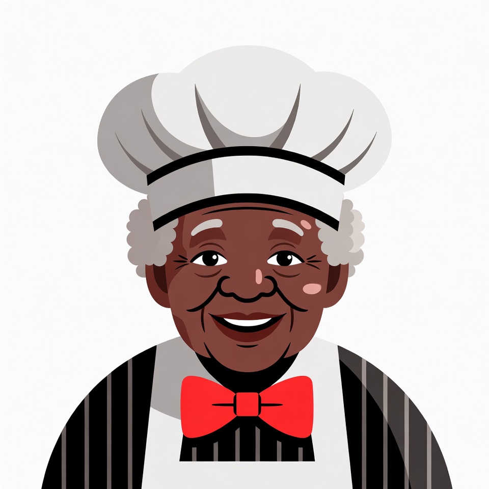 Smiling African-American Chef Woman Illustration Smiling African-American Chef Woman Illustration