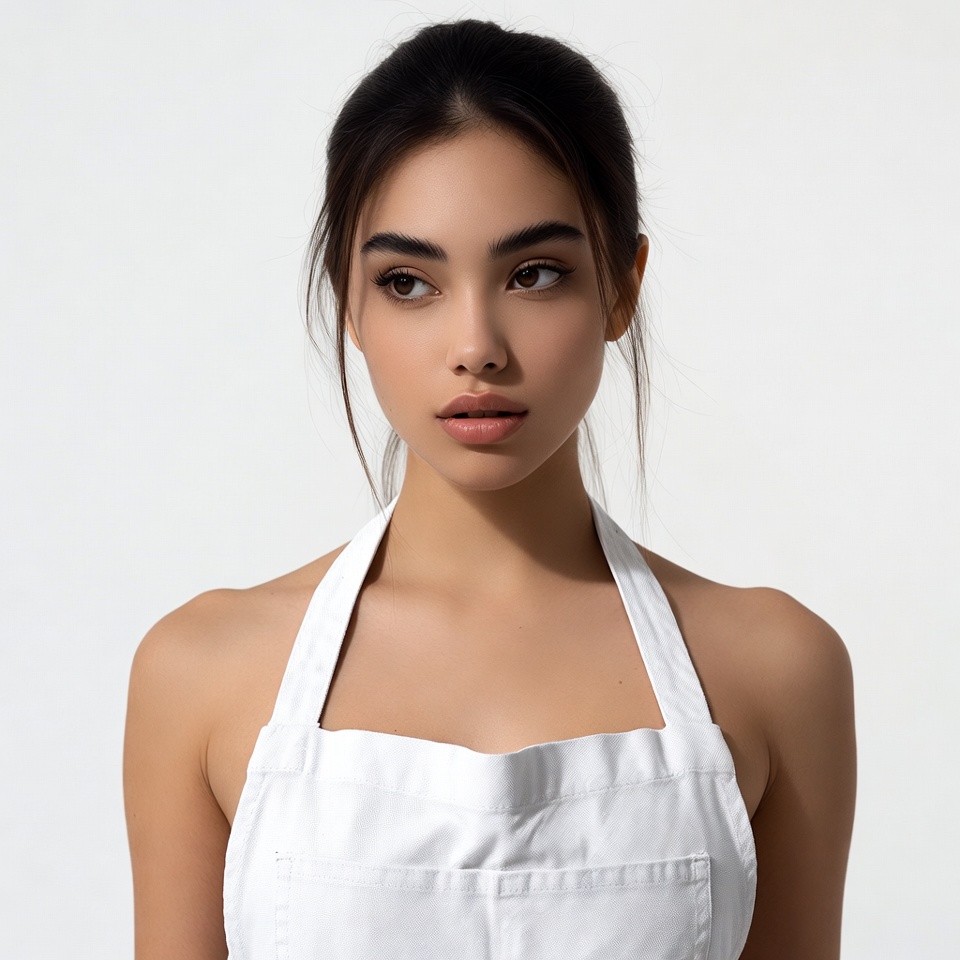 Asian woman in white apron Asian woman in white apron