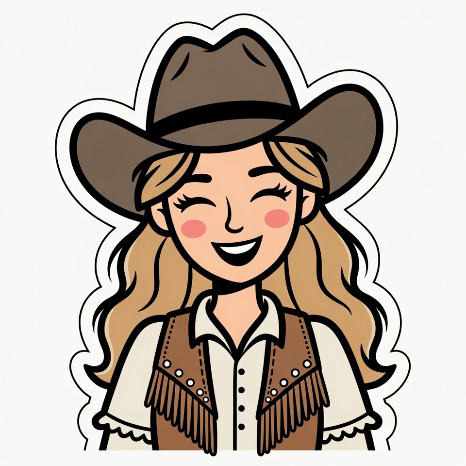 Smiling blonde cowgirl illustration Smiling blonde cowgirl illustration