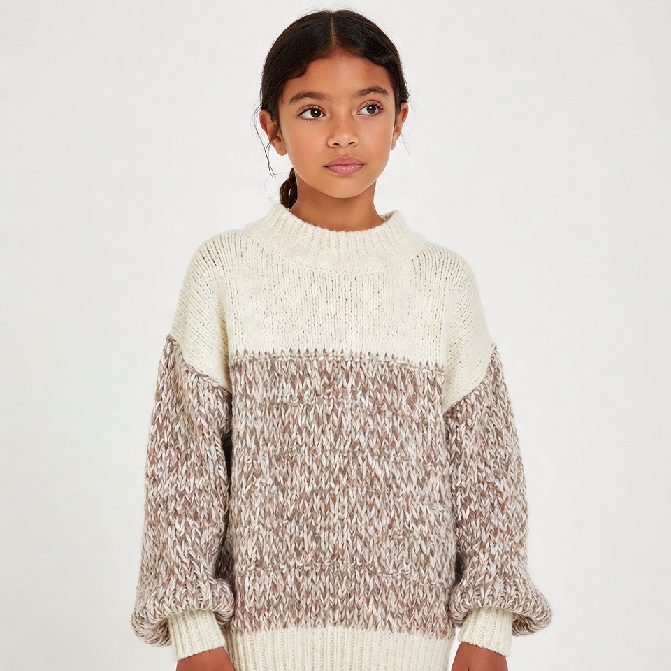 Asian girl in chunky knit sweater Asian girl in chunky knit sweater