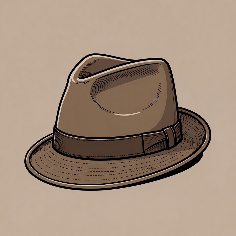 Brown fedora hat illustration Brown fedora hat illustration