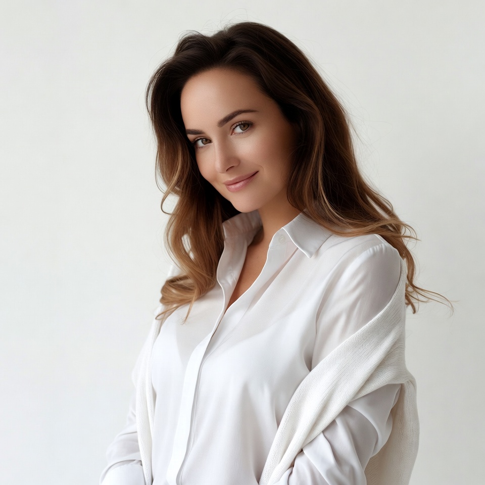 Smiling woman in white blouse Smiling woman in white blouse