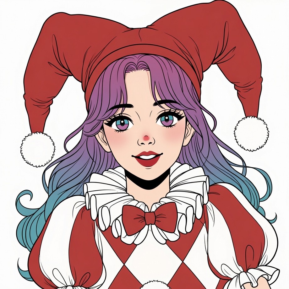 Anime girl in red jester hat Anime girl in red jester hat