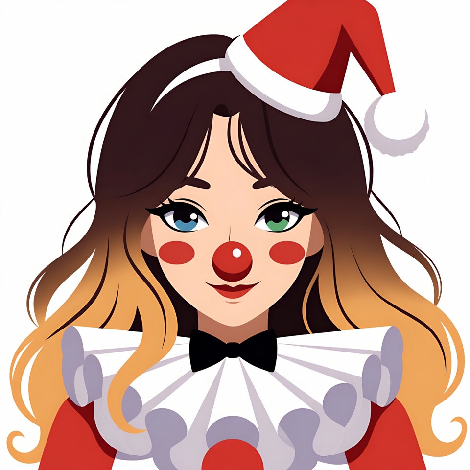 Clown girl wearing Santa hat Clown girl wearing Santa hat