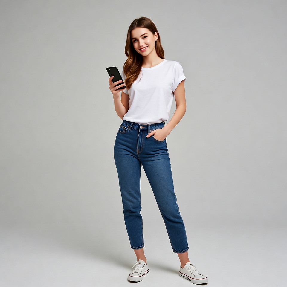 Young woman holding smartphone Young woman holding smartphone