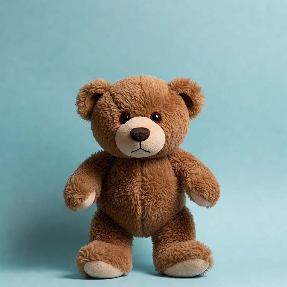 Brown teddy bear on blue background Brown teddy bear on blue background