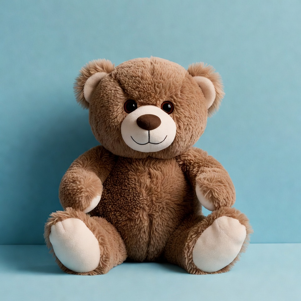Brown teddy bear on blue background Brown teddy bear on blue background