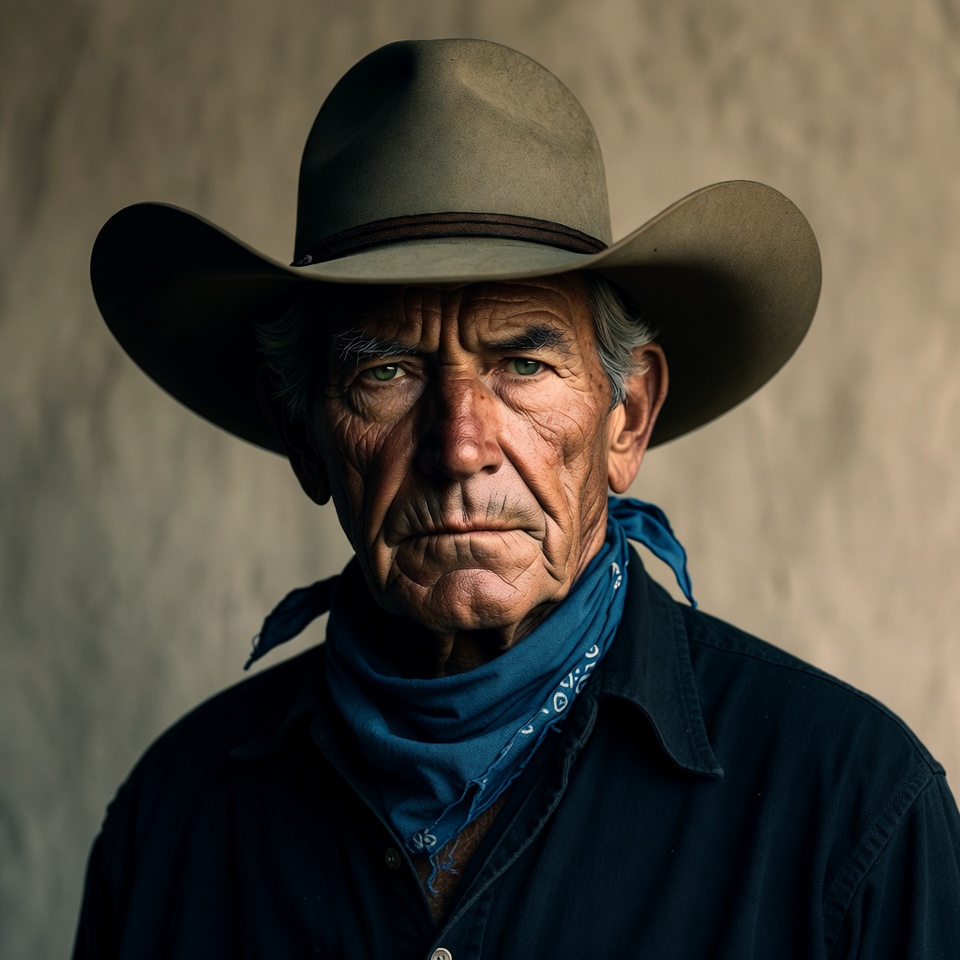 Elderly cowboy with hat and bandana Elderly cowboy with hat and bandana
