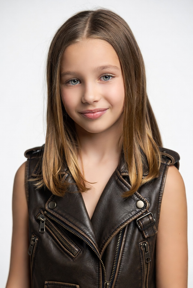 Girl in brown leather vest Girl in brown leather vest