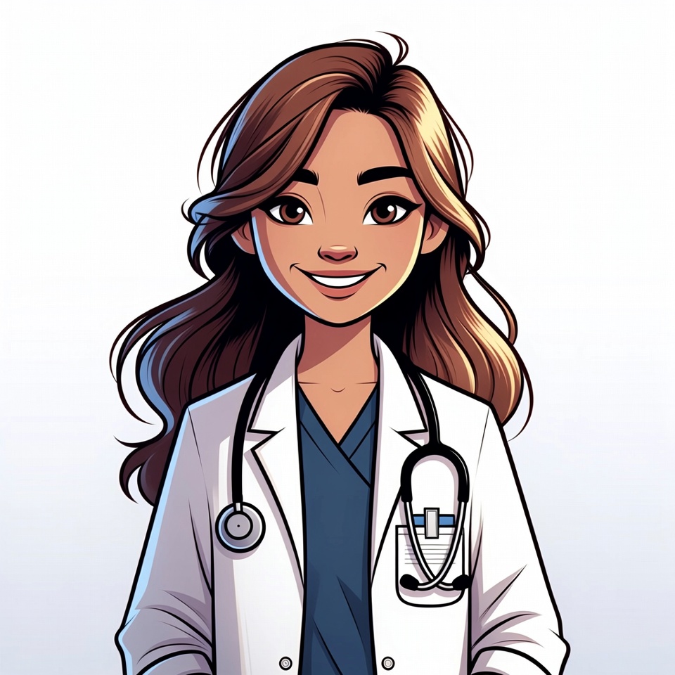 Smiling Asian woman doctor illustration Smiling Asian woman doctor illustration