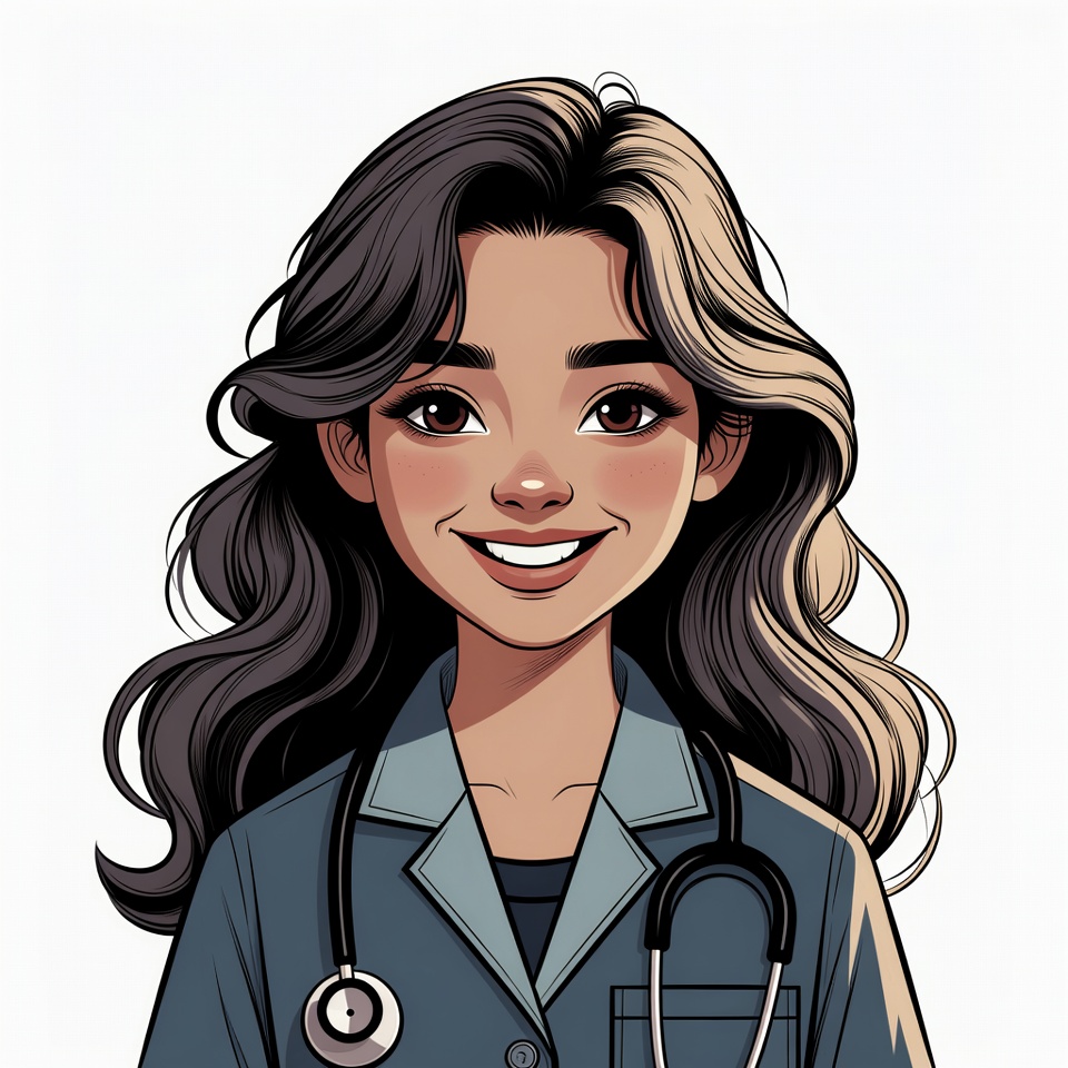 Smiling Asian female doctor illustration Smiling Asian female doctor illustration