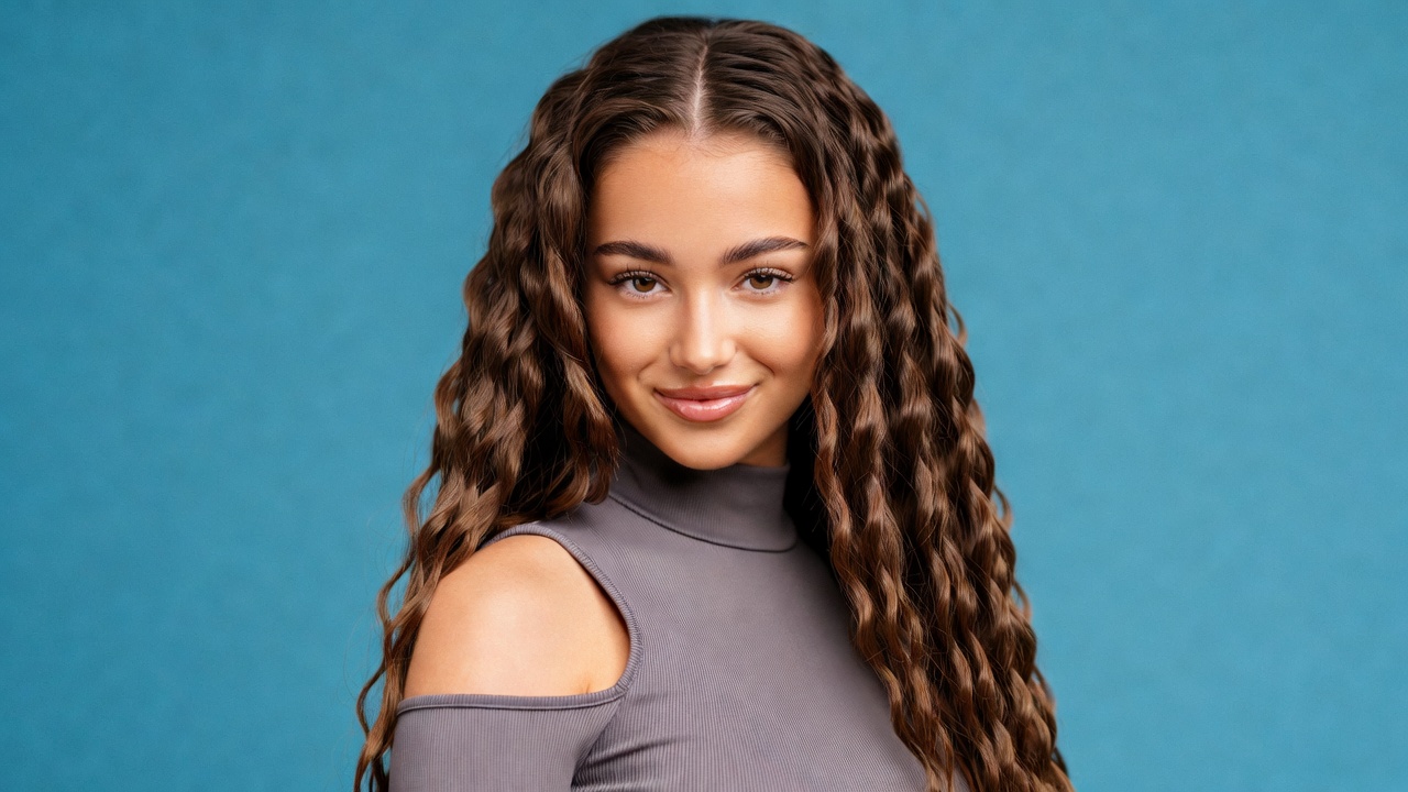 Smiling woman with curly hair Smiling woman with curly hair
