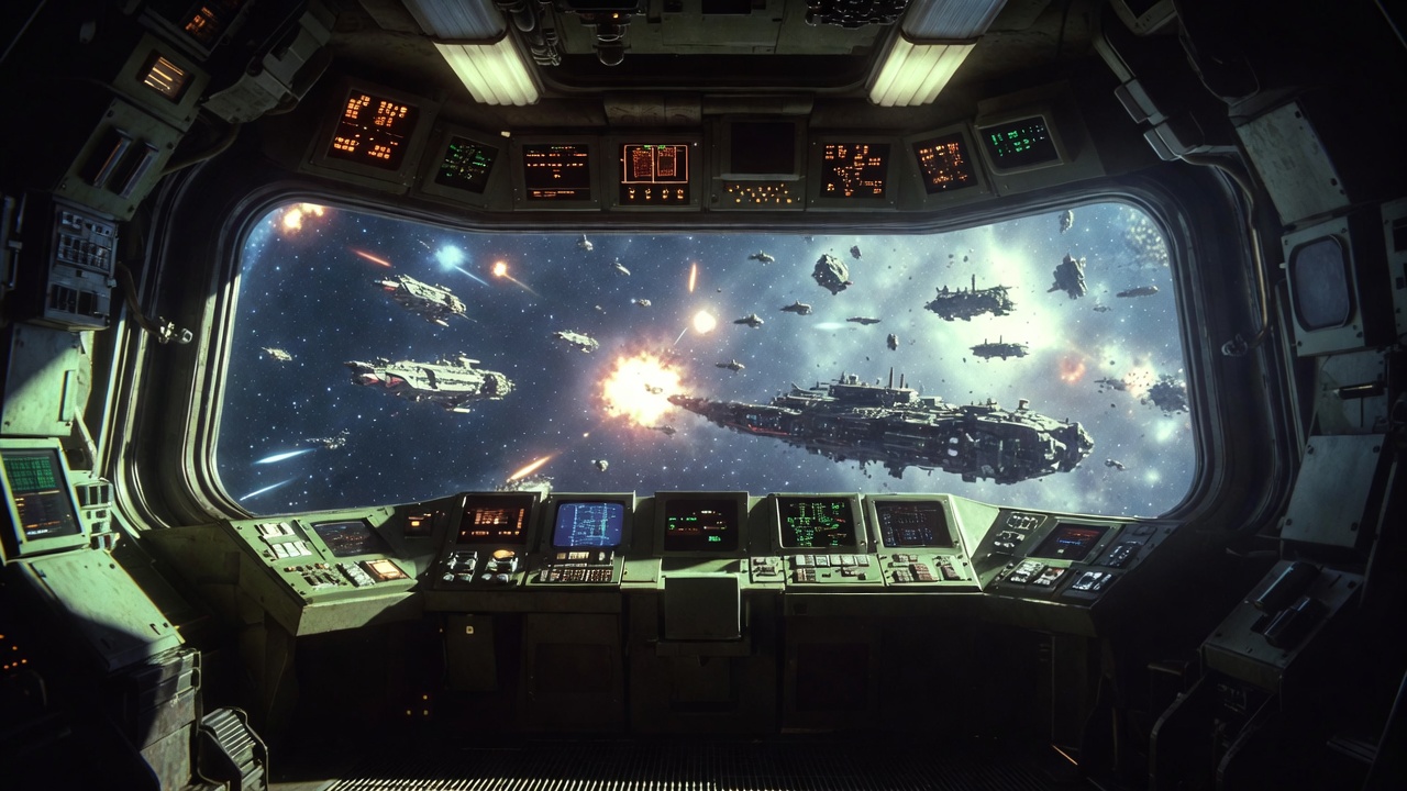 Spaceship Bridge Space Battle View Spaceship Bridge Space Battle View
