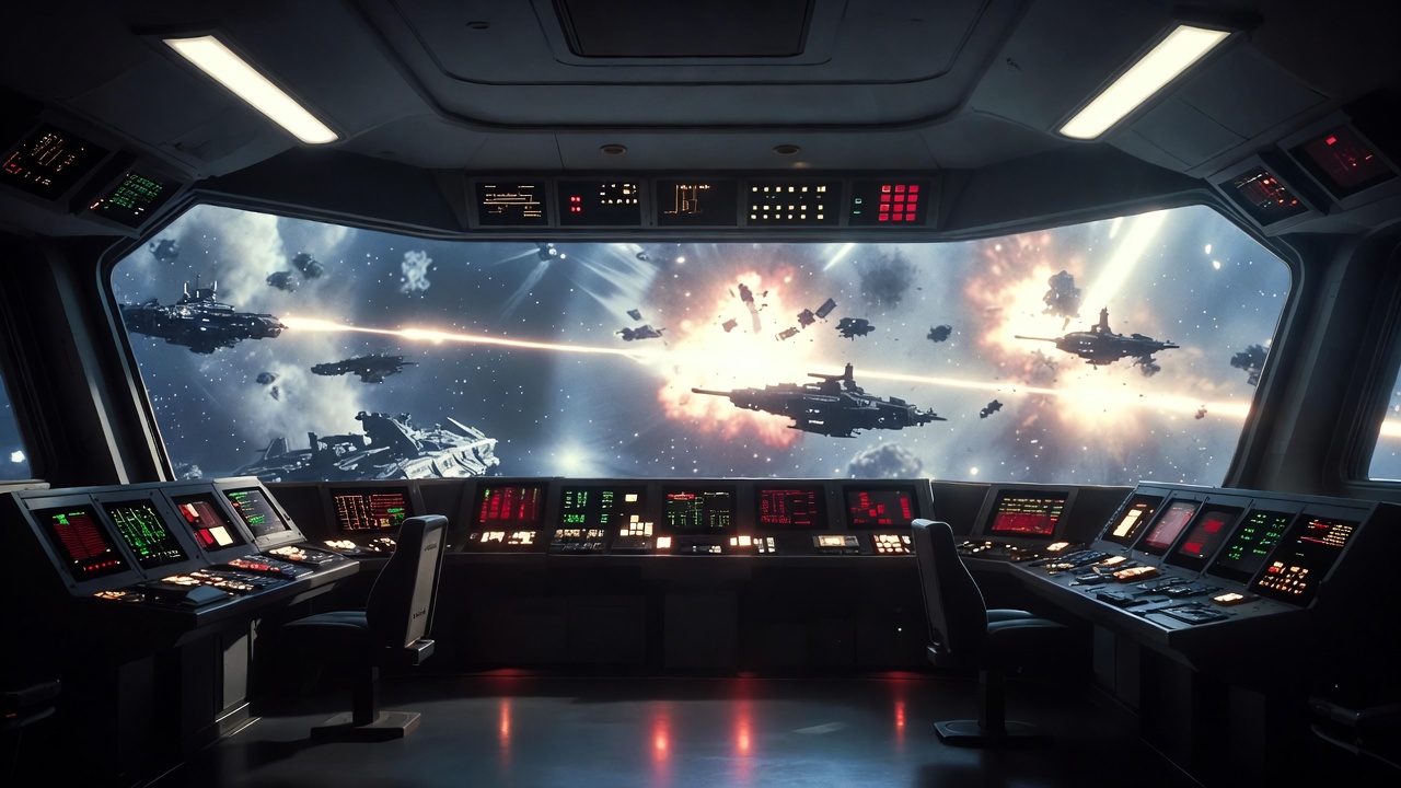 Spaceship Bridge During Space Battle Spaceship Bridge During Space Battle