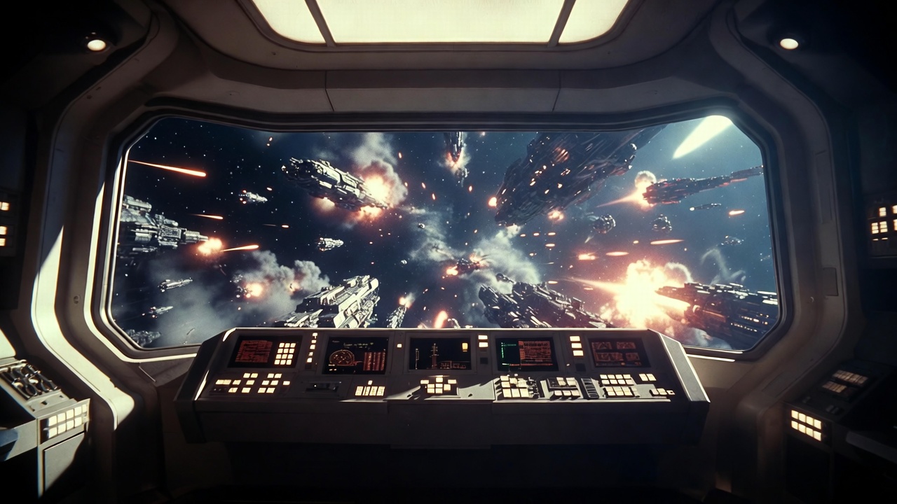 Spaceship Cockpit Space Battle View Spaceship Cockpit Space Battle View