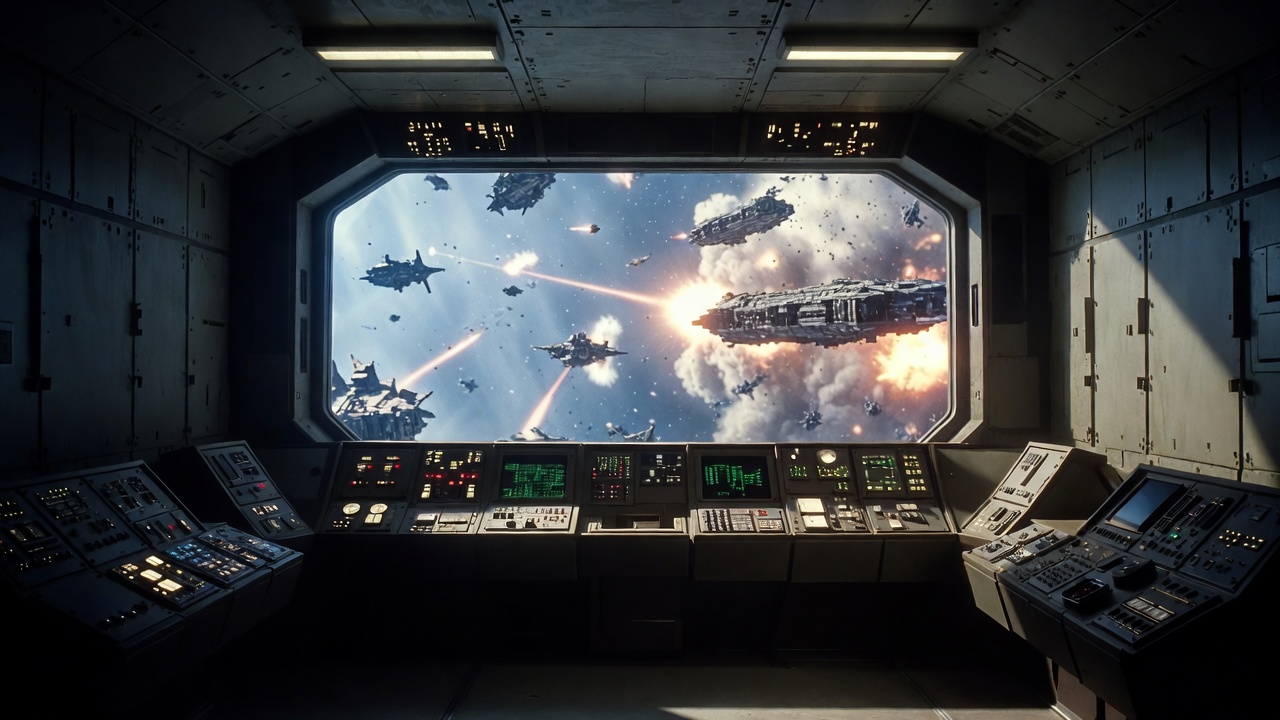 Spaceship Bridge Space Battle View Spaceship Bridge Space Battle View