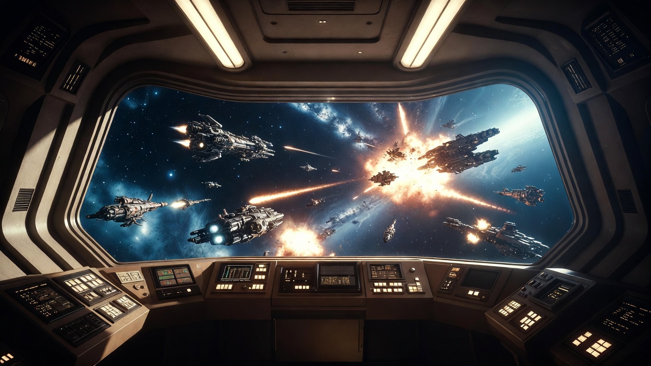 Spaceship Bridge Space Battle View Spaceship Bridge Space Battle View