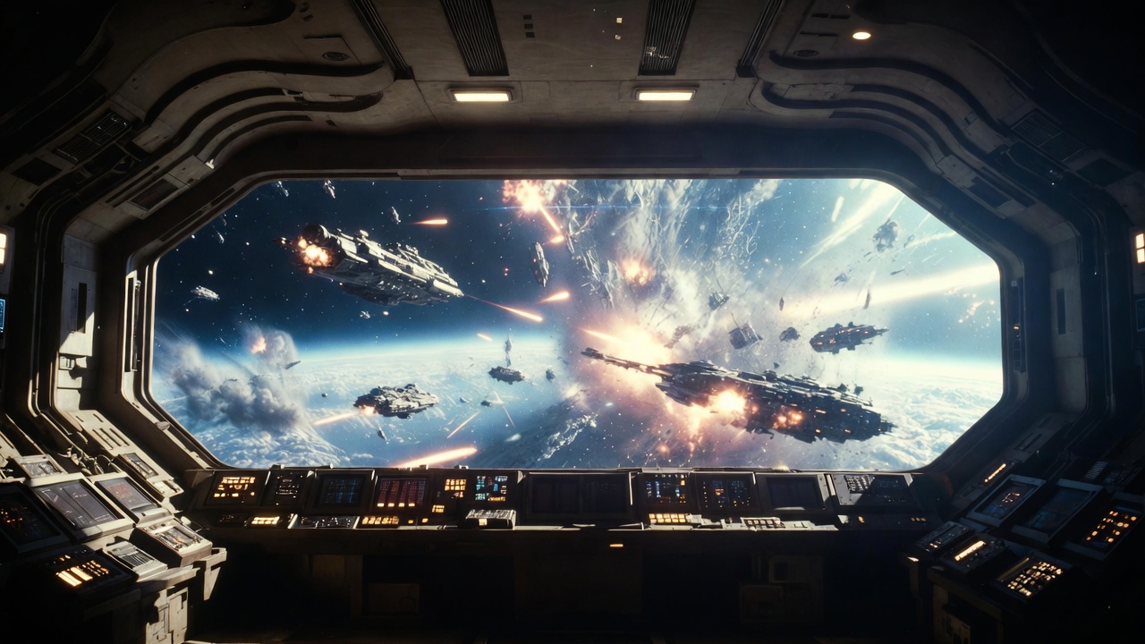 Spaceship Bridge Space Battle View Spaceship Bridge Space Battle View