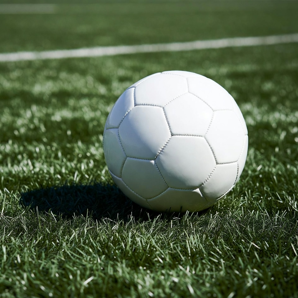 White soccer ball on green field White soccer ball on green field
