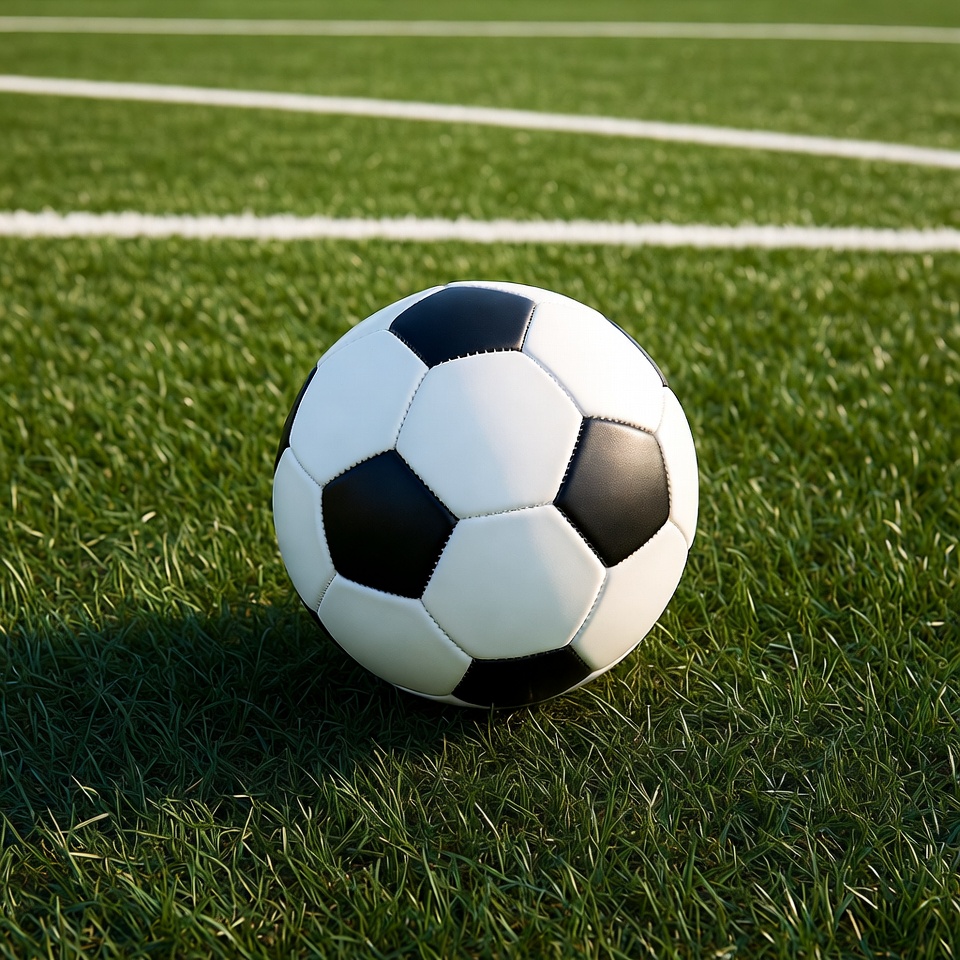 Soccer ball on green field Soccer ball on green field