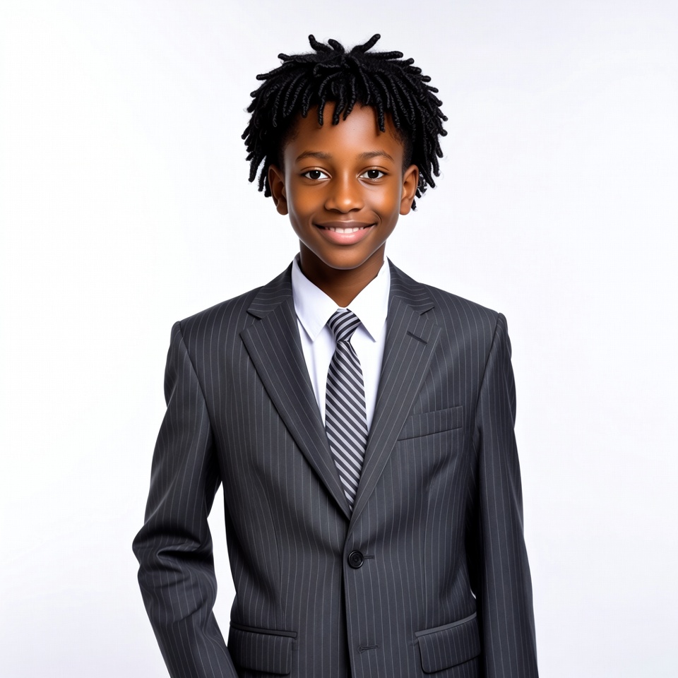 African-American boy in pinstripe suit African-American boy in pinstripe suit