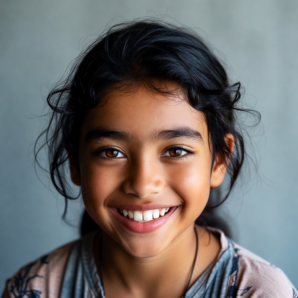 Smiling Indian girl with black hair Smiling Indian girl with black hair