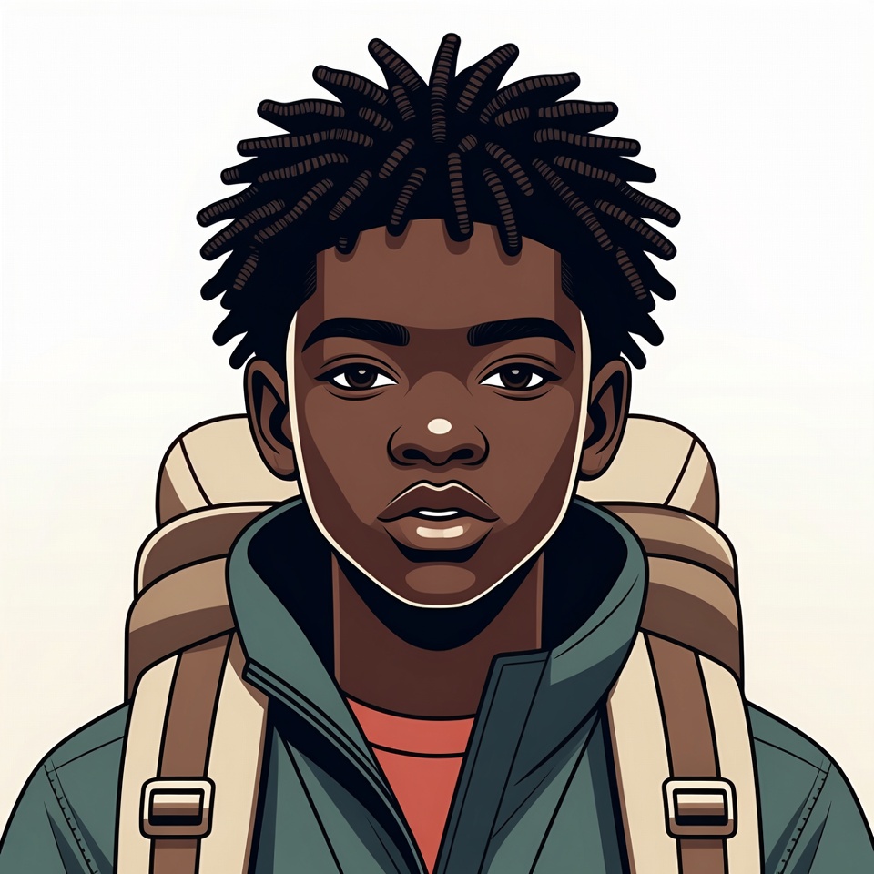 African-American boy with backpack African-American boy with backpack