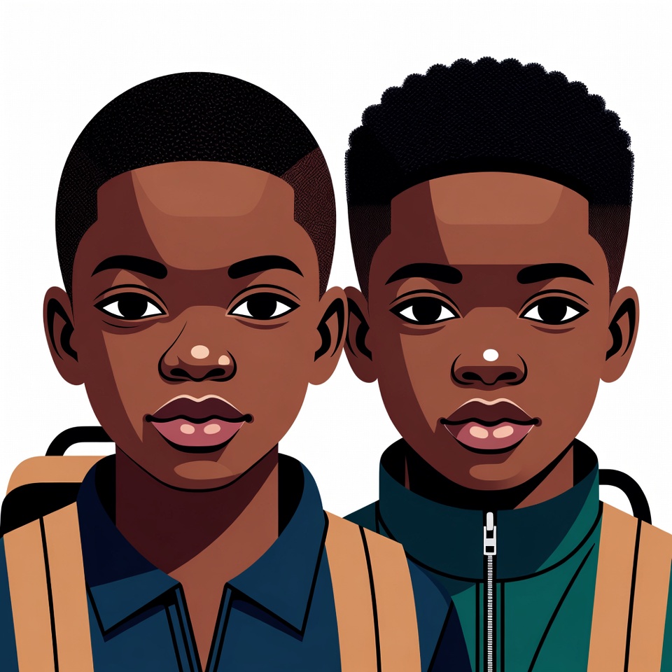 Two African-American boys in uniforms Two African-American boys in uniforms