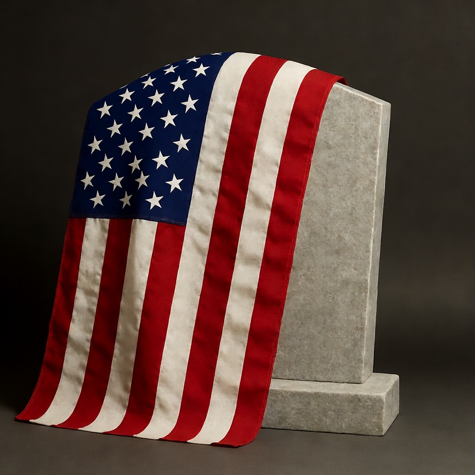 American Flag Draped on Tombstone American Flag Draped on Tombstone