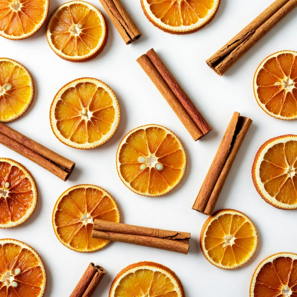 Oranges and Cinnamon Sticks Flat Lay Oranges and Cinnamon Sticks Flat Lay